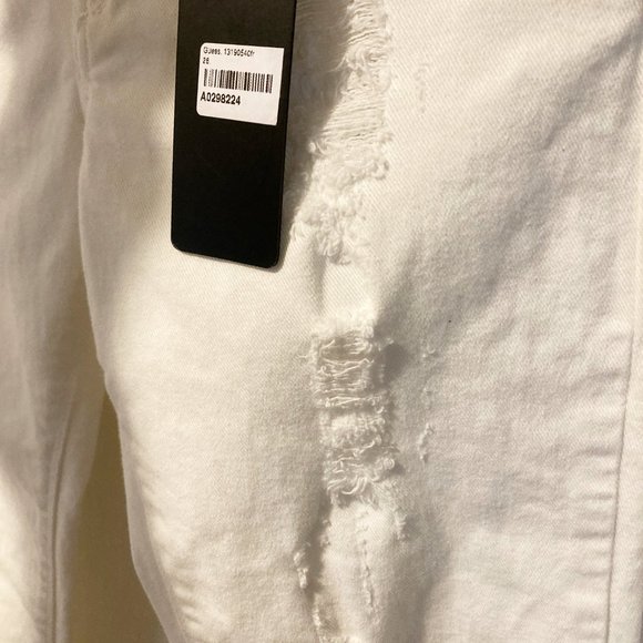 Guess women's size 26 rip distressed ankle zip retro accessory stretchy jeans - Picture 6 of 7